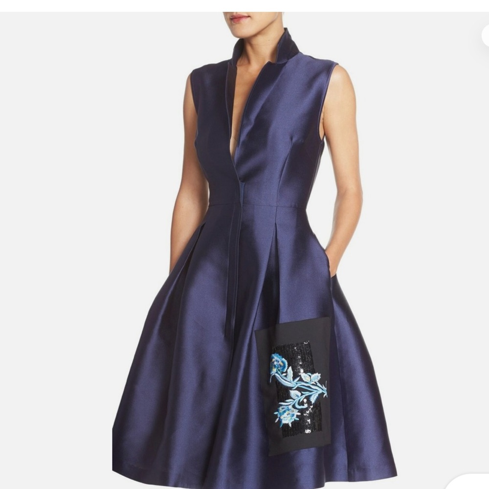 Sachin & Babi Noir 'Araya' Appliqué Imago Fit & Flare Dress size 6